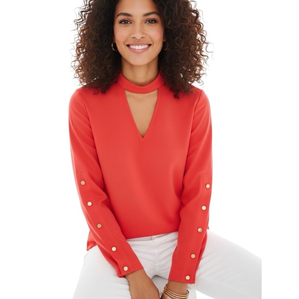 🔃Chico's Tangerine Orange Long Sleeve Cut Out Top
